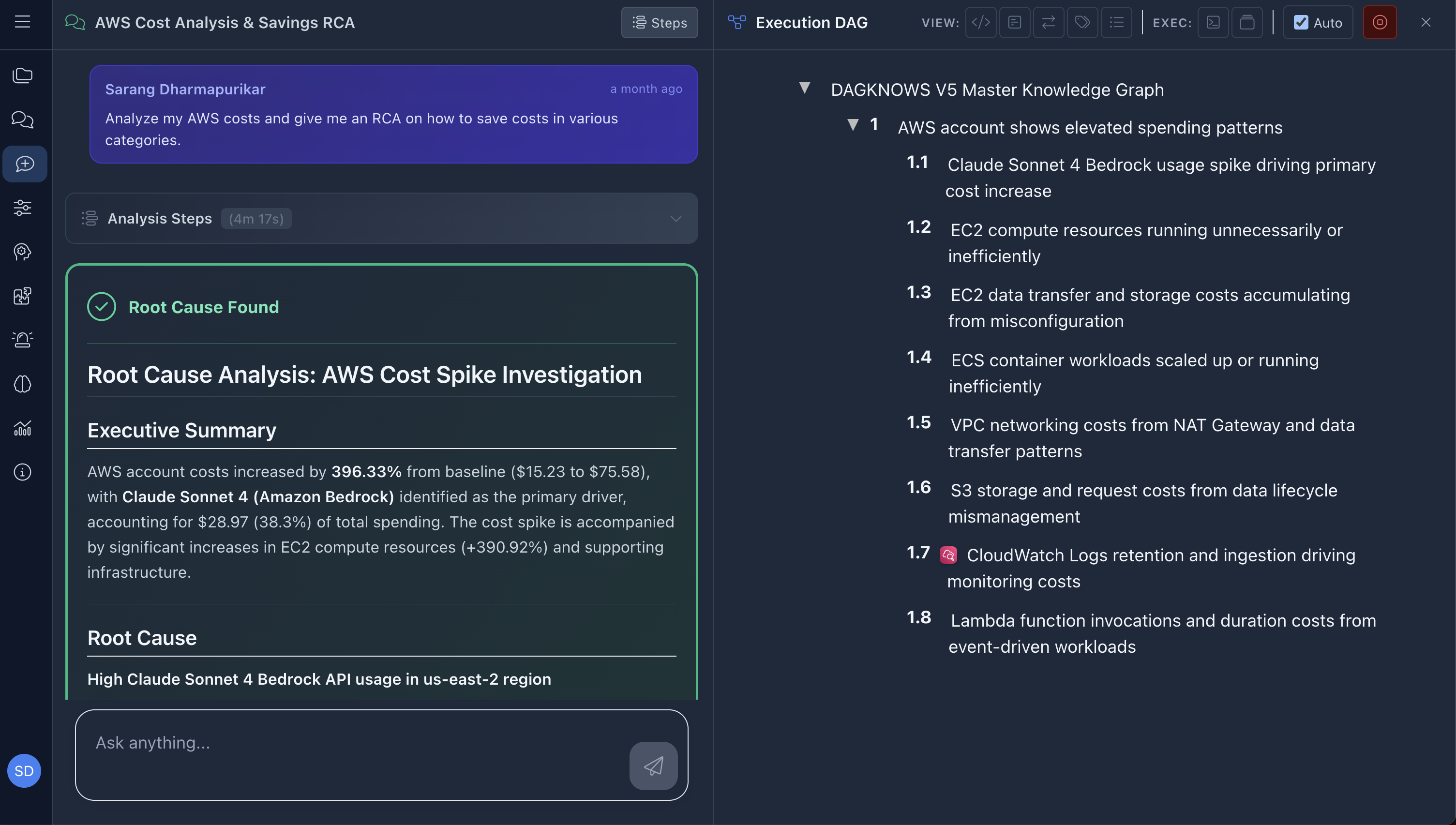 AWS cost analysis and savings RCA with root cause found
